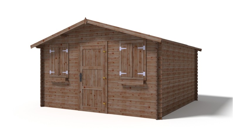 Caseta de jardín de madera-4x4 m - 28 m2 con terraza- Impregnada