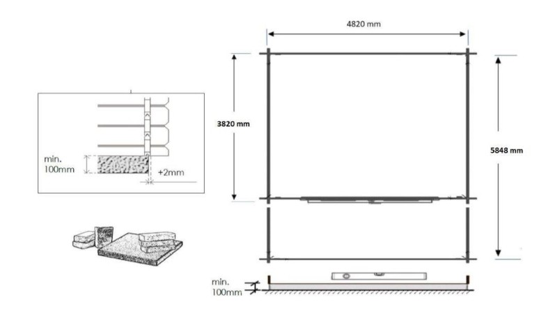Caseta de jardín de madera-5x4 m - 30 m2 con terraza