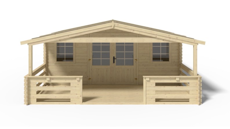 Caseta de jardín de madera-5x4 m - 30 m2 con terraza