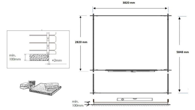 Caseta de jardín de madera-4x3 m - 24 m2 con terraza- Impregnada