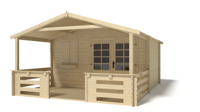 Caseta de jardín de madera-4x3 m - 20 m2 con terraza