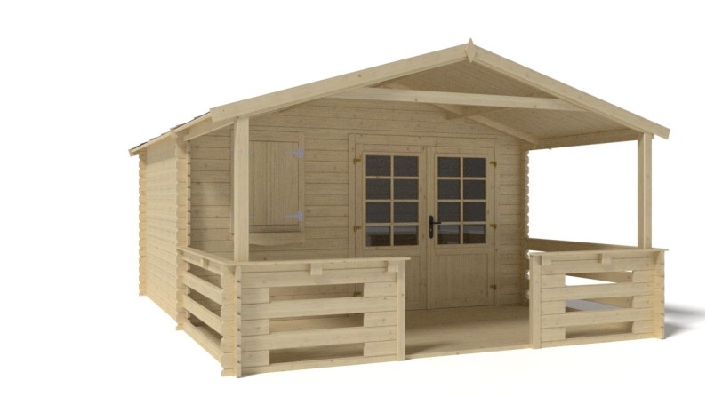 Caseta de jardín de madera-4x3 m - 24 m2 con terraza