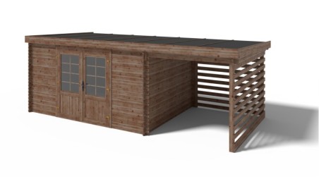Caseta de jardín de madera 18 m2 - 5.96x2.95 m - 24 mm - impregnada