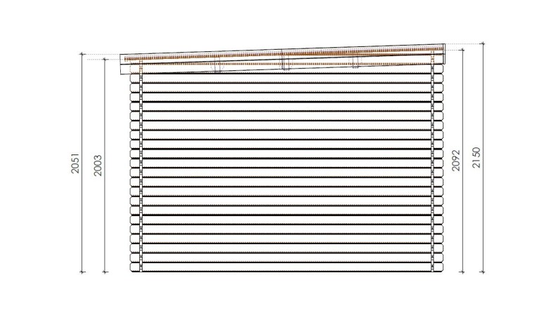 Caseta de jardín de madera 18 m2 - 5.96x2.95 m - 24 mm - impregnada