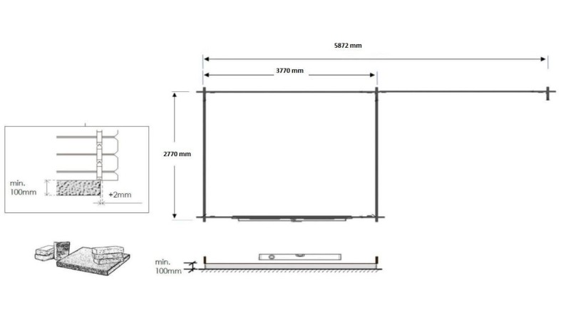 Caseta de jardín de madera 18 m2 - 5.96x2.95 m - 24 mm - impregnada