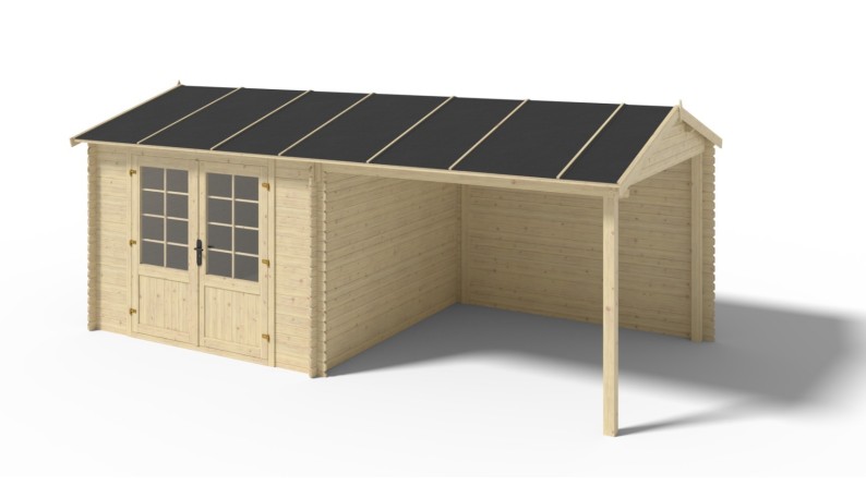 Caseta de jardín de madera 18.52 m2 - 5.7x2.95 m - 24 mm