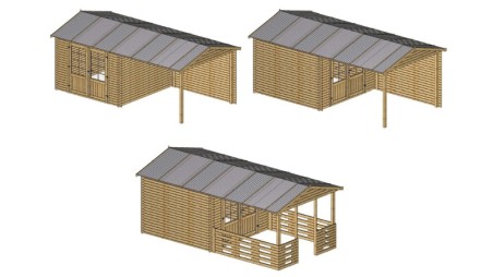 Caseta de jardín de madera 18.52 m2 - 5.7x2.95 m - 24 mm