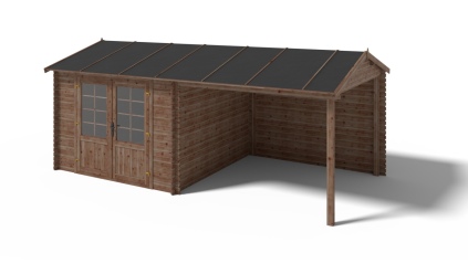 Caseta de jardín de madera 18.52 m2 - 5.7x2.95 m - 24 mm - impregnada