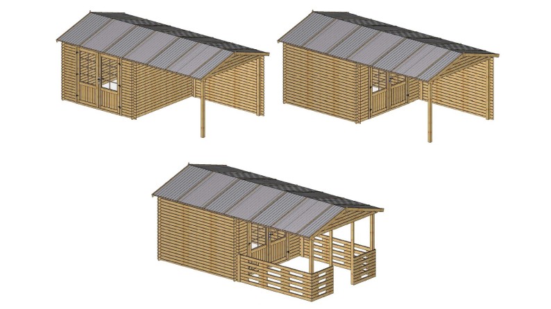 Caseta de jardín de madera 18.52 m2 - 5.7x2.95 m - 24 mm - impregnada