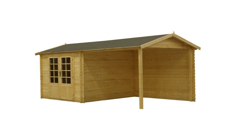 Caseta de jardín de madera 18.52 m2 - 5.7x2.95 m - 24 mm - impregnada