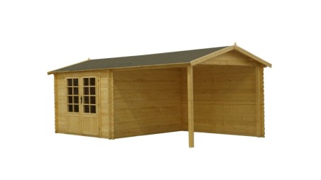 Caseta de jardín de madera 18.52 m2 - 5.7x2.95 m - 24 mm - impregnada