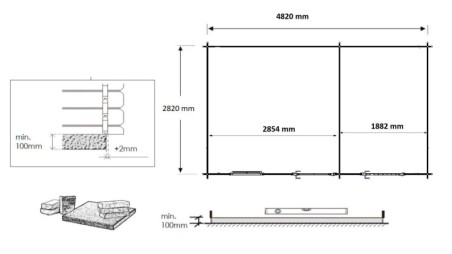 Caseta de jardín de madera 15 m2 - 5x3 m - 28 mm
