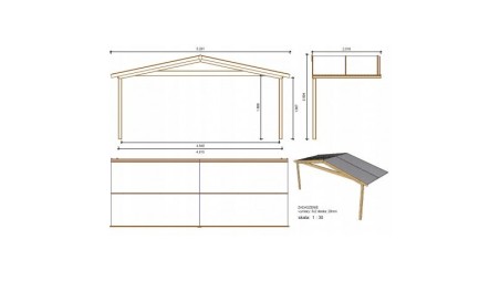 Caseta de jardín de madera-5x3 m - 35 m2 con terraza