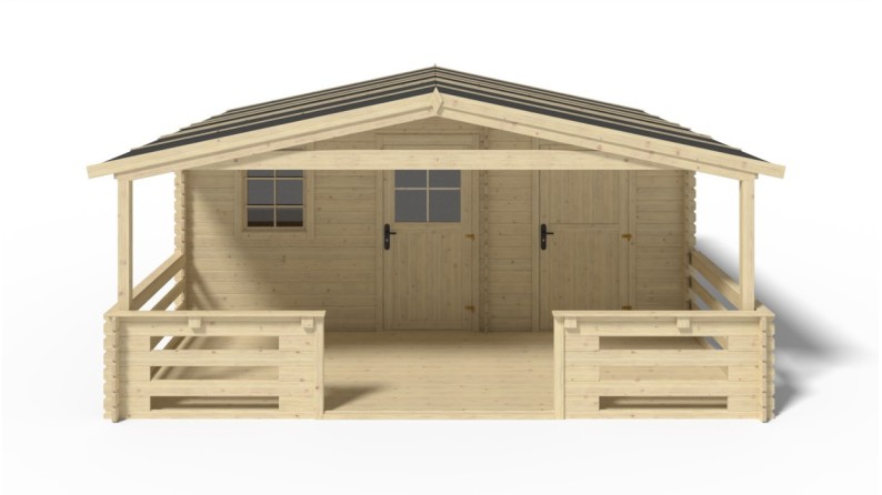 Caseta de jardín de madera-5x3 m - 35 m2 con terraza