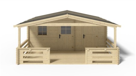 Caseta de jardín de madera-5x3 m - 35 m2 con terraza