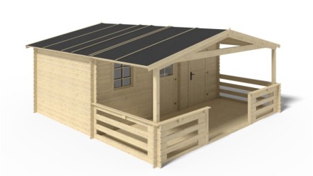 Caseta de jardín de madera-5x3 m - 35 m2 con terraza