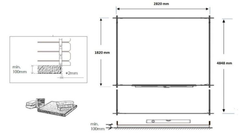 Caseta de jardín de madera-3x2 m - 15 m2 con terraza