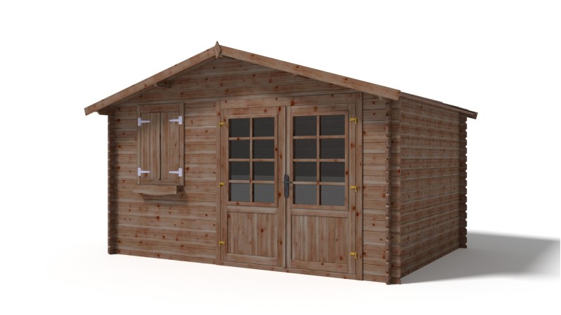 Caseta de jardín de madera-4x3 m - 20 m2 con terraza- Impregnada