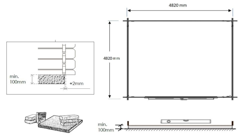 Caseta de jardín de madera 25 m2 - 5x5 m - 28 mm - impregnada