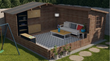 Caseta de jardín de madera 25 m2 - 5x5 m - 28 mm - impregnada