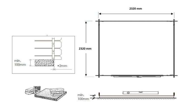 Caseta de jardin de madera 6.25 m2 - 2.5x2.5 m - 28 mm  