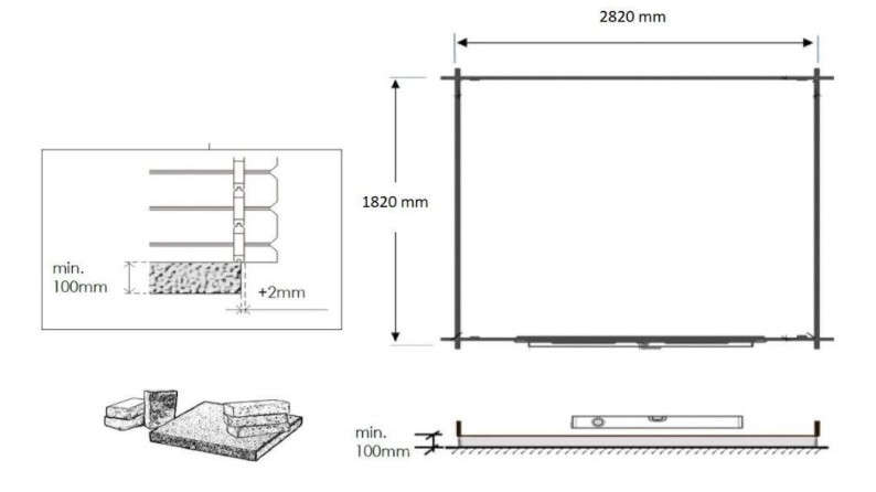 Caseta de jardin de madera 6 m2 - 3x2 m - 28 mm  