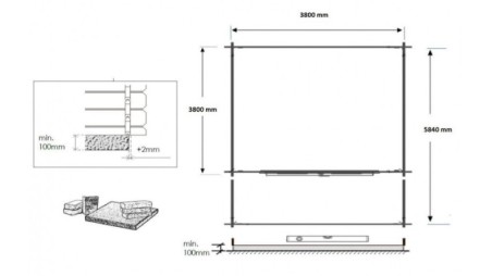 Caseta de jardín de madera-4x4 m - 24 m2 con terraza