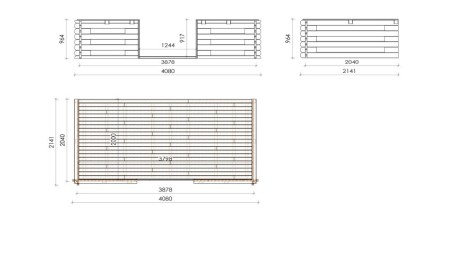 Caseta de jardín de madera-4x4 m - 24 m2 con terraza