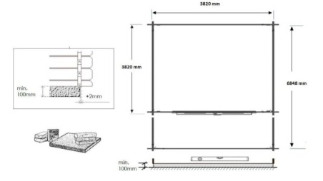 Caseta de jardín de madera-4x4 m - 28 m2 con terraza