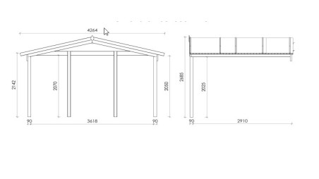 Caseta de jardín de madera-4x4 m - 28 m2 con terraza