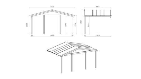 Caseta de jardín de madera-5x4 m - 35 m2 con terraza