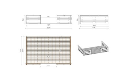 Caseta de jardín de madera-5x4 m - 35 m2 con terraza
