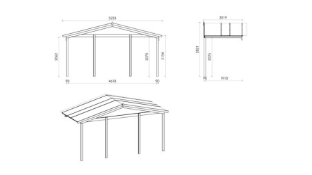Caseta de jardín de madera-5x5 m - 35 m2 con terraza
