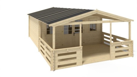 Caseta de jardín de madera-5x5 m - 40 m2 con terraza