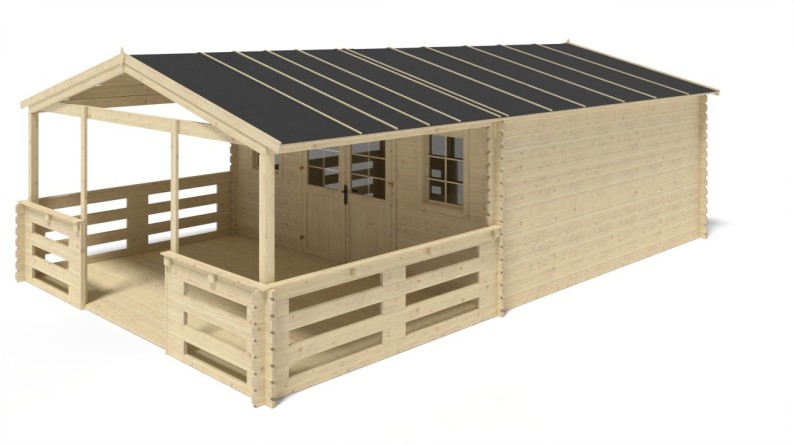 Caseta de jardín de madera-5x5 m - 40 m2 con terraza