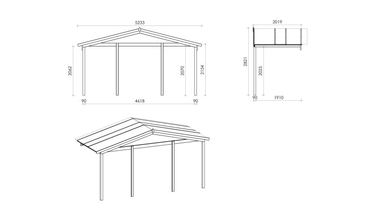 Caseta de jardín de madera-5x4 m - 30 m2 con terraza