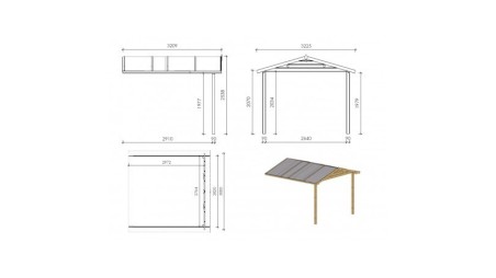 Caseta de jardín de madera-3x2 m - 15 m2 con terraza