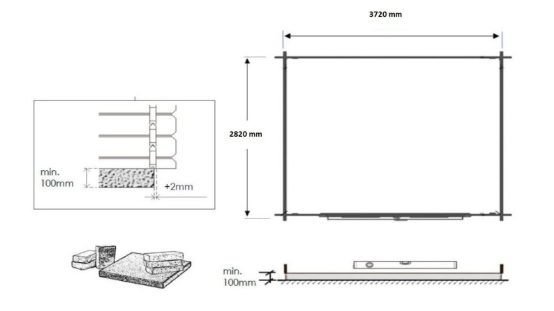 Caseta de jardín de madera 11.7 m2 - 3.9x3 m - 34 mm - impregnada
