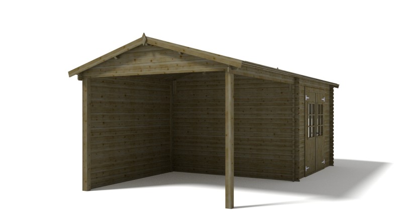 Caseta de jardín de madera 18 m2 - 5.79x3 m - 28 mm - impregnada