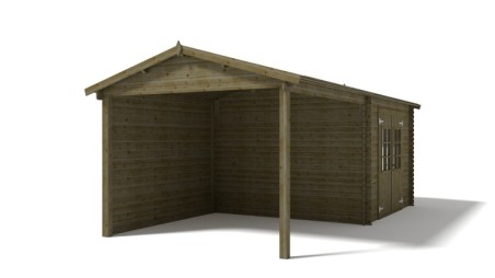 Caseta de jardín de madera 18 m2 - 5.79x3 m - 28 mm - impregnada