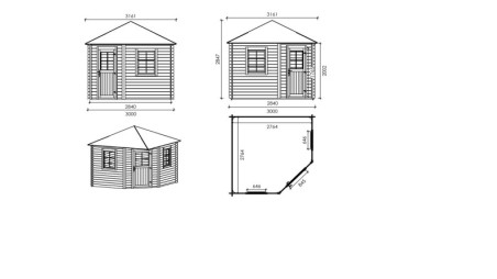 Caseta de jardín de madera 7.3 m2 - 3x3 m - 28 mm - impregnada