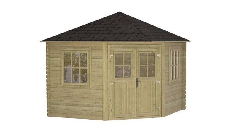 Caseta de jardín de madera 7.3 m2 - 3x3 m - 28 mm - impregnada