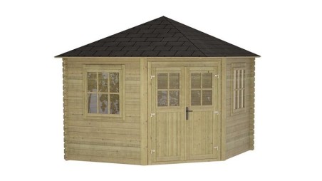 Caseta de jardín de madera 7.3 m2 - 3x3 m - 28 mm - impregnada