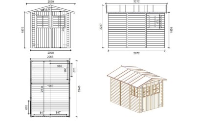 Caseta de jardín de madera 6 m2 - 2.07x2.94 m - 18 mm