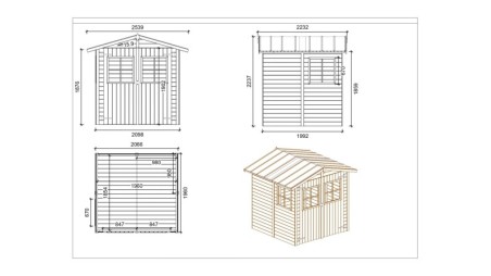 Caseta de jardín de madera 4.18 m2 - 2.07x1.96 m - 18 mm