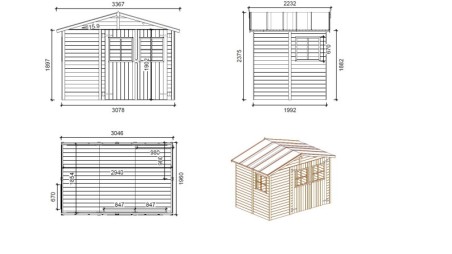 Caseta de jardín de madera 6 m2 - 3.05x1.96 m - 18 mm