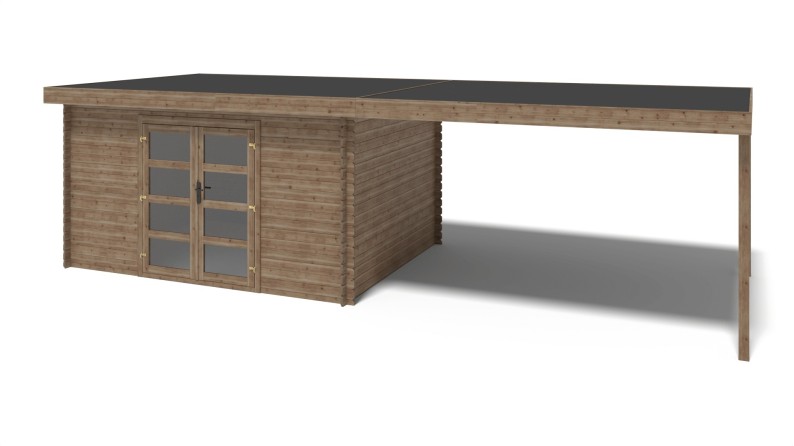 Caseta de jardín de madera 12 m2 - 8x3 m - 28 mm - impregnada