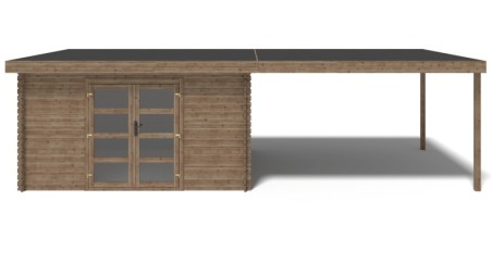 Caseta de jardín de madera 12 m2 - 8x3 m - 28 mm - impregnada