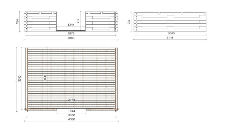 Caseta de jardín de madera-4x4 m - 28 m2 con terraza