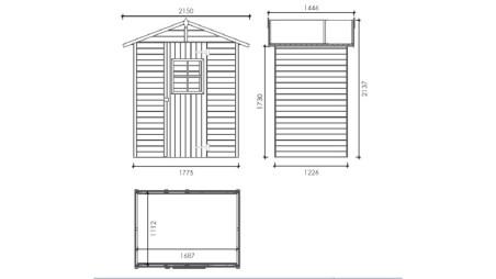 Caseta de jardín de madera 2.17 m2 - 1.77x1.23 m - 16 mm - Impregnada